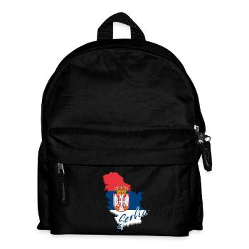 Map with the flag of Serbia, I love Serbia - Kids' Backpack - black - Front