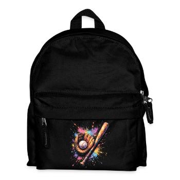 Gant Balle et Batte de Baseball Splash Art - Sac à dos Enfant - noir - Devant