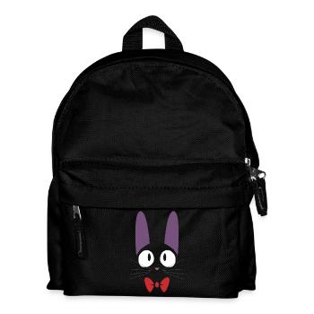Cute black Jiji cat with red bow tie - Kids' Backpack - black - Front