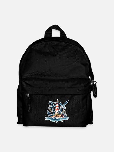 Leuchtturm Anker - Kinder Rucksack - Schwarz