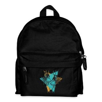 Geometric Twin Wolves Abstract Art - Kids' Backpack - black - Front