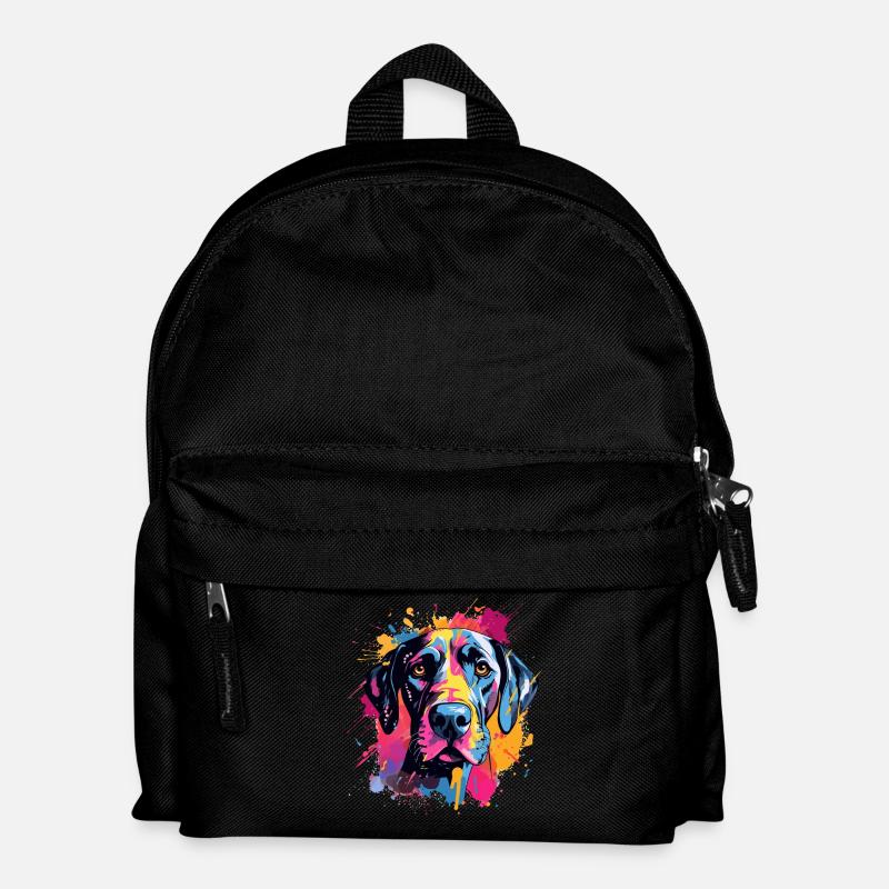 Great Dane Dog Splash Art Colorful - Kids' Backpack - black