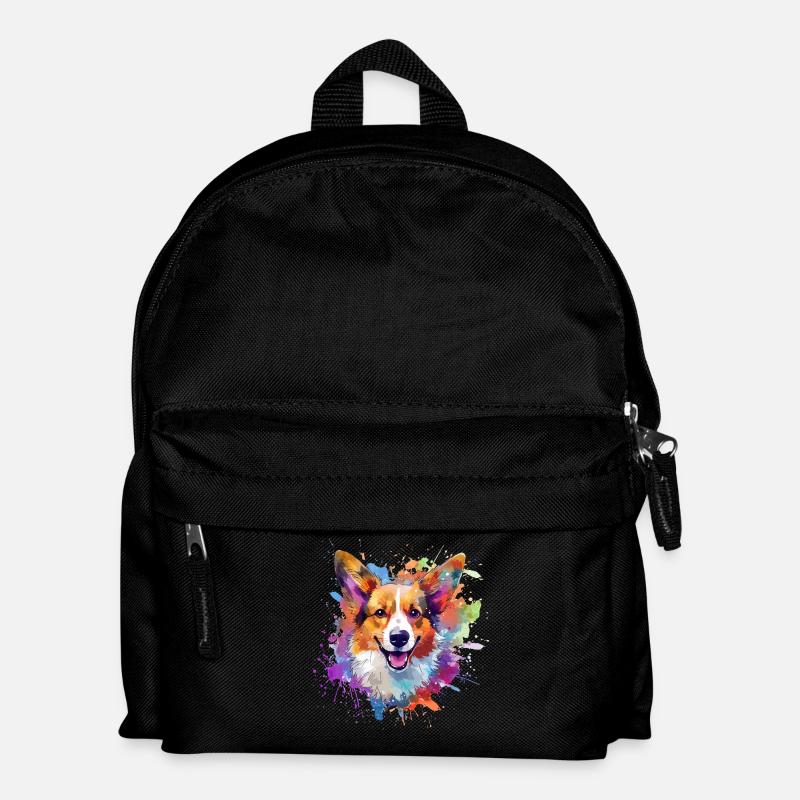 Colorful Pembroke Welsh Corgi Dog Splash Art - Kids' Backpack - black