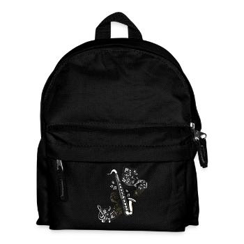 Saxophone note roll illustration bass clarinet - Kids' Backpack - black - Front