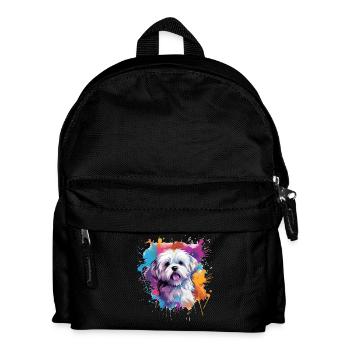 Chien maltais coloré à l’œuvre éclaboussée - Sac à dos Enfant - noir - Devant