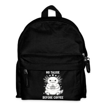 No conversation in front of coffee lover axolotl - Kids' Backpack - black - Front