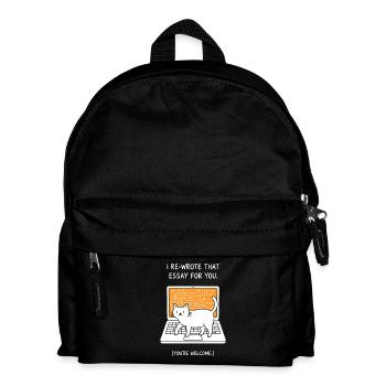 Cat writer on laptop - Kids' Backpack - black - Front