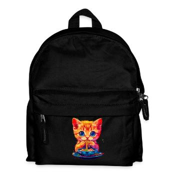 Süßes Katzenmotiv Mit Nudeln - Kinder Rucksack - Schwarz - Vorne