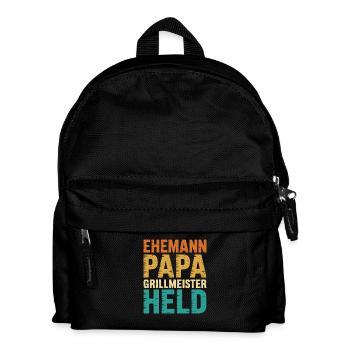 Ehemann Papa Grillmeister Held Vater Retro BBQ - Kinder Rucksack - Schwarz - Vorne