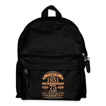 Unikat seit 1951 Jahrgang – 75. Geburtstag - Kinder Rucksack - Schwarz - Vorne
