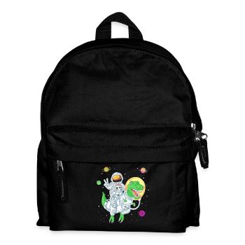 Astronaut Riding T-Rex Dinosaur in Outer Space Art - Kids' Backpack - black - Front