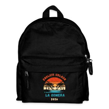 La Gomera Urlaub 2026 Kanaren Reise Outfit - Kinder Rucksack - Schwarz - Vorne