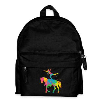 Voltigieren bunt Reiterin Pferde Mädchen Volti - Kinder Rucksack - Schwarz - Vorne