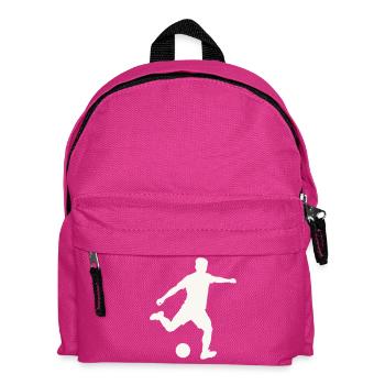 Kicker-Silhouette in Bewegung - Kinder Rucksack - Fuchsia - Vorne