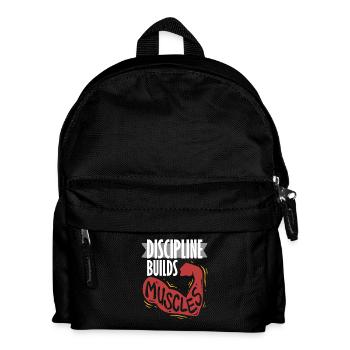 Fitnesstrainer Discipline Builds Muscles - Kinder Rucksack - Schwarz - Vorne