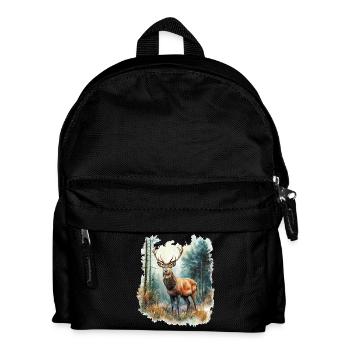 Hirsch Reh - Kinder Rucksack - Schwarz - Vorne