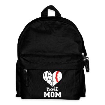 Ball Mom Heart Split - Kids' Backpack - black - Front