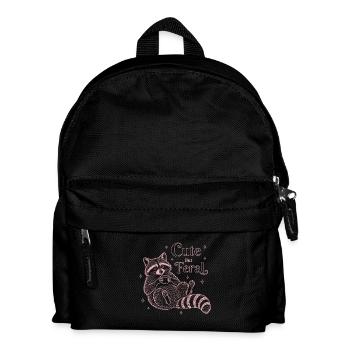Cute But Feral Raccoon Coffee Shirt - Kids' Backpack - black - Front