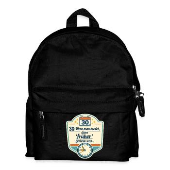 Dreißig und Retro Uhr Spruch - Kinder Rucksack - Schwarz - Vorne