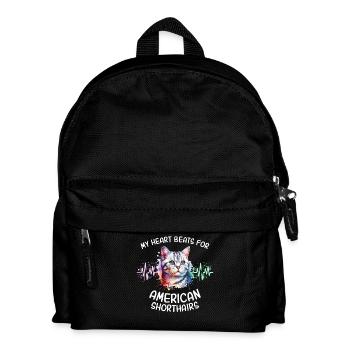 Ligne de cœur du chat américain à poil court - Sac à dos Enfant - noir - Devant