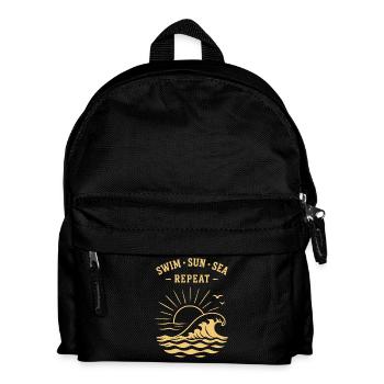 Swim Sun Sea Repeat Sommer Wellen Ozean - Kinder Rucksack - Schwarz - Vorne