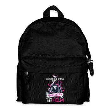 Motorrad Prinzessin Trägt Helm Bikerin - Kinder Rucksack - Schwarz - Vorne
