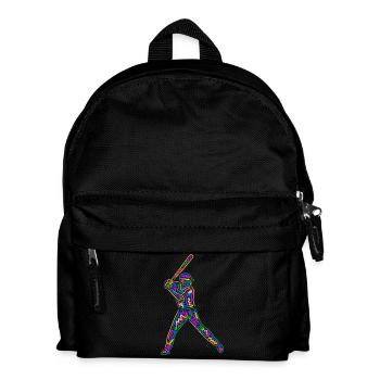 Baseball Spieler Kinder bunter Baseballspieler - Kinder Rucksack - Schwarz - Vorne