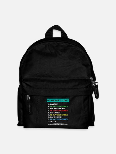 Gamer's Perfect Day – Funny Gaming Life Tee - Sac à dos Enfant - noir