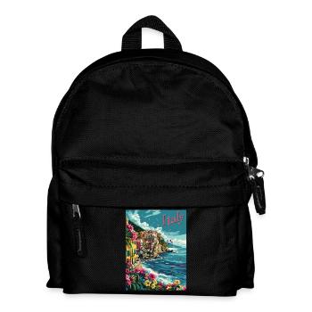 Italian Coastal Landscape – Colorful - Kids' Backpack - black - Front