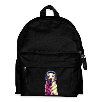Golden Retriever avec des écouteurs - Sac à dos Enfant - noir - Devant