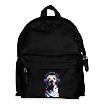 Labrador with headphones - Kids' Backpack - black - Front