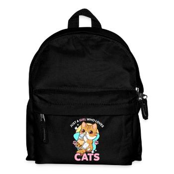 Kawaii-Katze trinkt Milchshake - Kinder Rucksack - Schwarz - Vorne