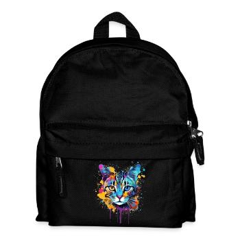 Visage de chat Mau égyptien avec des éclaboussures colorées - Sac à dos Enfant - noir - Devant