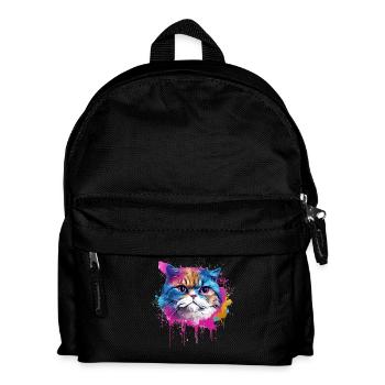 Bunte Splash Art Exotische Kurzhaar-Katzengesicht - Kinder Rucksack - Schwarz - Vorne