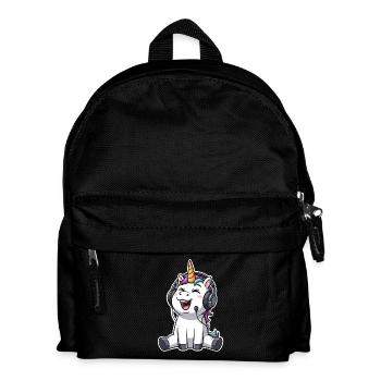 Einhorn Singen Musik Hören - Kinder Rucksack - Schwarz - Vorne