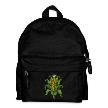 Maiskolben mit Blättern: Mais Natur-Illustration - Kinder Rucksack - Schwarz - Vorne