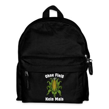 Ohne Fleiß kein Mais | Maiskolben mit Blättern - Kinder Rucksack - Schwarz - Vorne