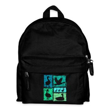 Gänse Perspektiven Retro Bauernhof Grafik - Kinder Rucksack - Schwarz - Vorne