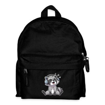 Waschbär Singen Musik Hören - Kinder Rucksack - Schwarz - Vorne