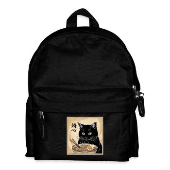 Vintage Japanese Black Cat Ramen Bowl Kawaii Anime - Kinder Rucksack - Schwarz - Vorne
