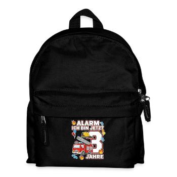 Alarm Ich Bin Jetzt 3 Feuerwehr Geburtstag - Kinder Rucksack - Schwarz - Vorne