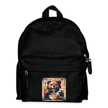 Bär Ramen Vintage Poster Style - Kinder Rucksack - Schwarz - Vorne