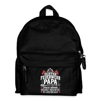 Feuerwehr Papa Mit Herz und Helm Shirt - Kinder Rucksack - Schwarz - Vorne