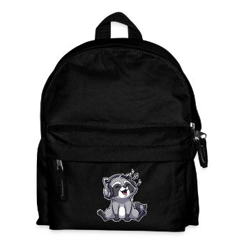 Waschbär Singen Musik Hören - Kinder Rucksack - Schwarz - Vorne