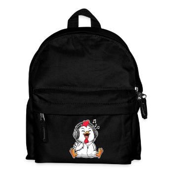 Huhn Hahn Kücken Singen Musik Hören - Kinder Rucksack - Schwarz - Vorne