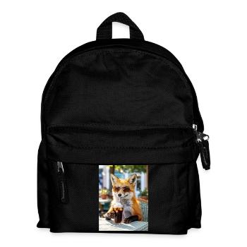 Fox with sunglasses at café - Kids' Backpack - black - Front