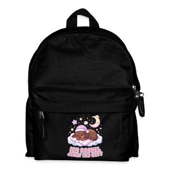 Offizielles Schlafshirt Schlafanzug Dackel Hund - Kinder Rucksack - Schwarz - Vorne