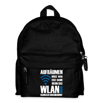 Aufräumen muss man wenn das Wlan schwach kommt - Kinder Rucksack - Schwarz - Vorne