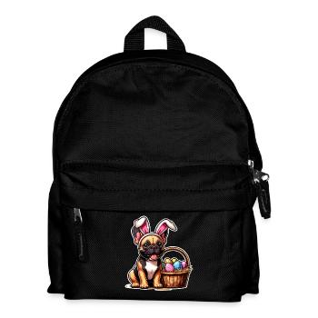 Easter dog with basket and eggs - Kids' Backpack - black - Front