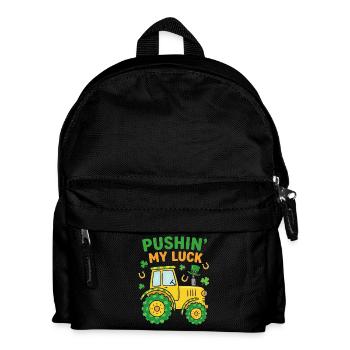 Pushin' My Luck St Patricks Day Tractor - Kids' Backpack - black - Front